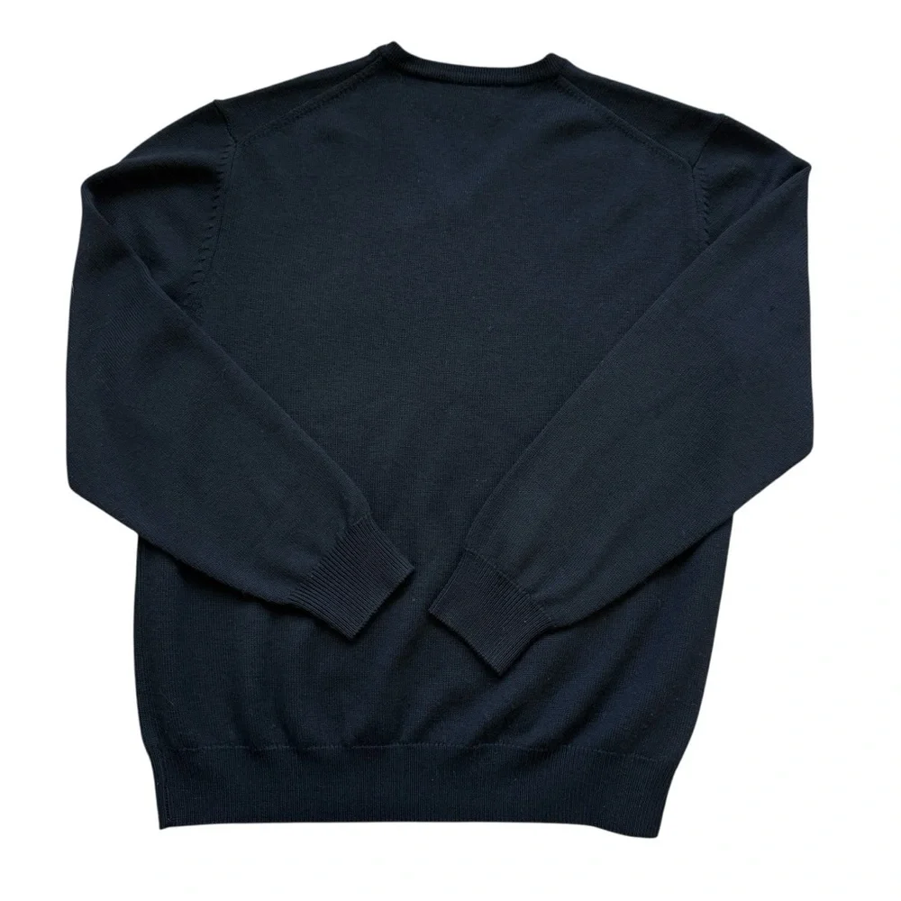 Jacob Miller Merino Wool Sweater Mens M Black V Neck Extra Fine Wool Classic